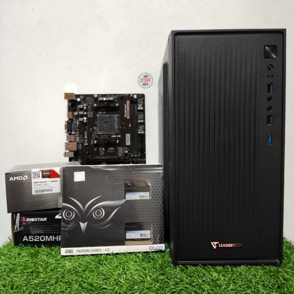 PC Custom - BIOSTAR A520M - AMD Ryzen 5 5600G - 16GB RAM DDR4 3200 MHz - 480GB SSD - 600W Generico - Case LeaderTech